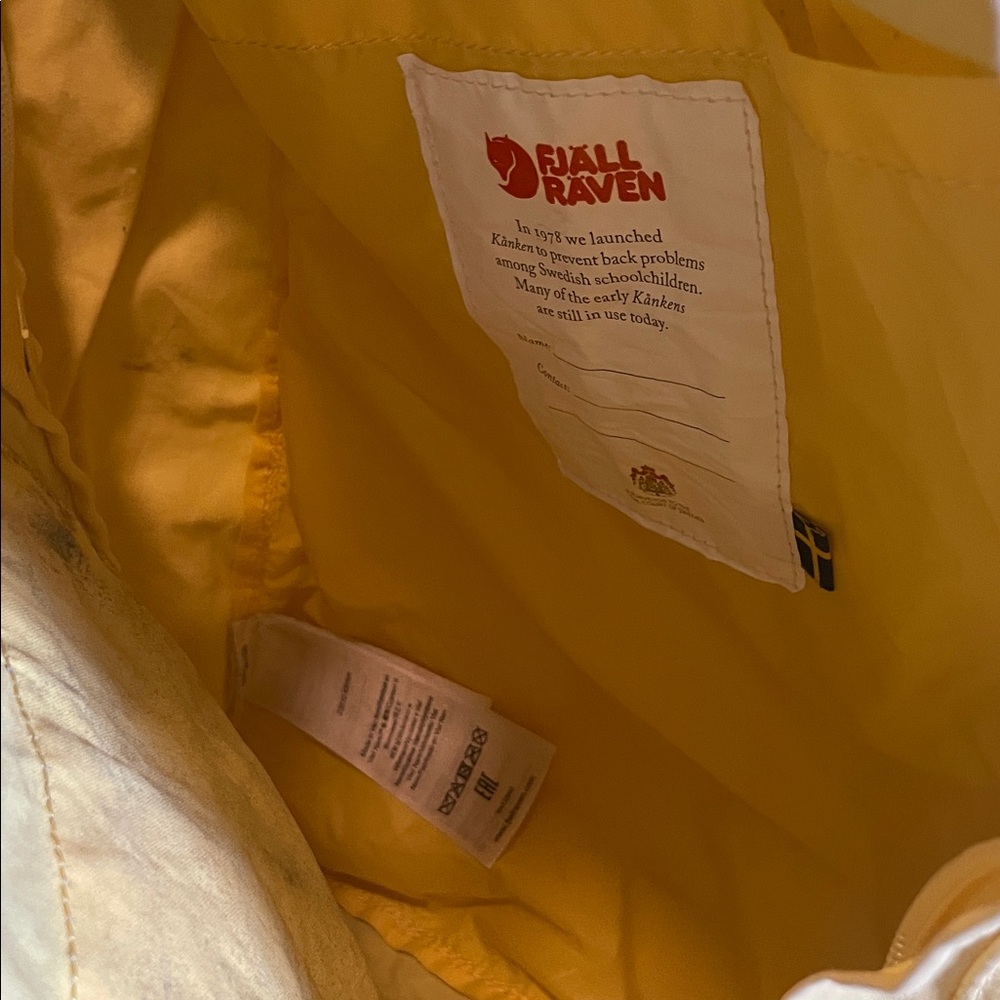 Fjallraven Kanken Yellow Backpack - Picture 5 of 5